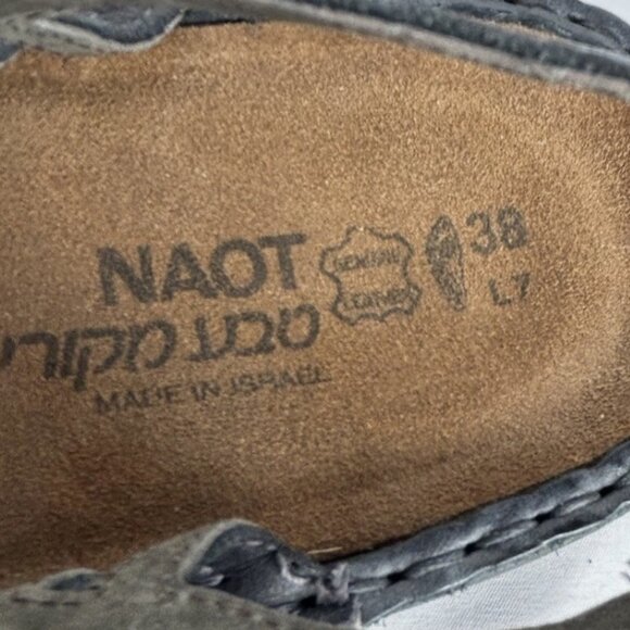 Unworn Naot Black Leather Cutout Adjustable Strap Slingback Sandals Sz 38 US 7 - Picture 6 of 7